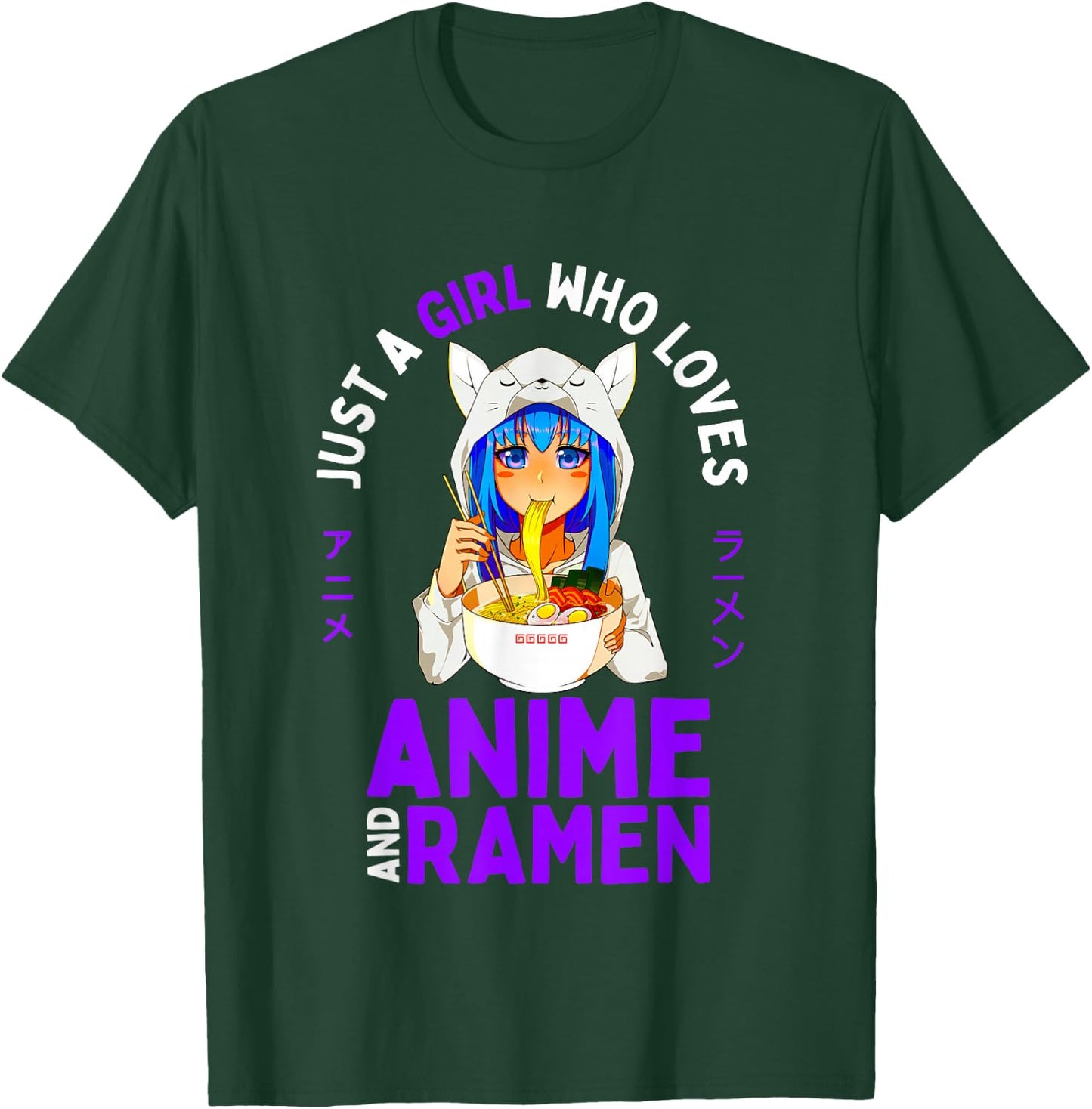 Just a Girl Who Loves Anime and Ramen Teen Girls Japan Merch T-Shirt - T-Shirt | Forest