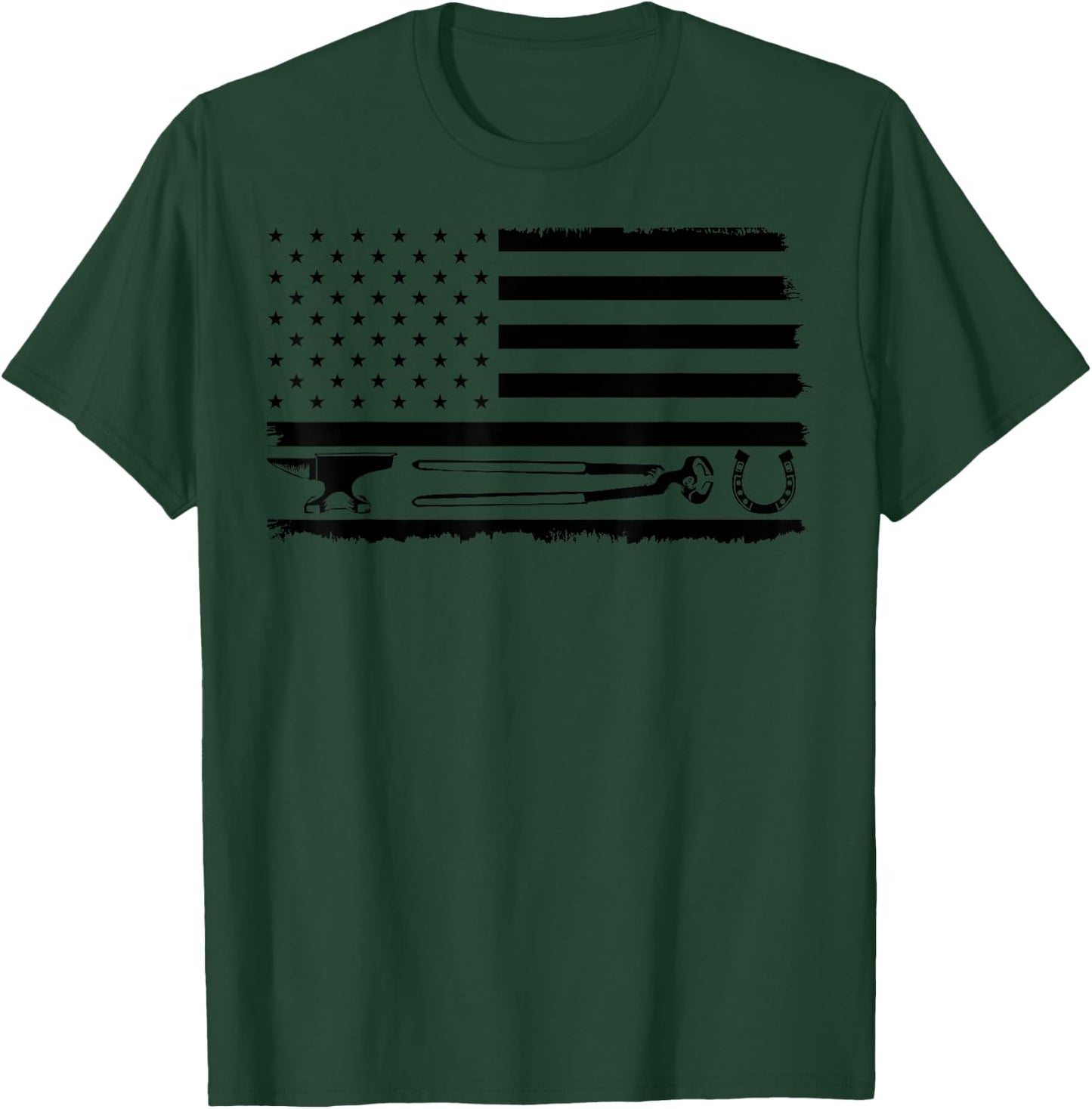 Funny Farrier Gift Cool Farrier Tools American Flag T-Shirt - T-Shirt | Forest