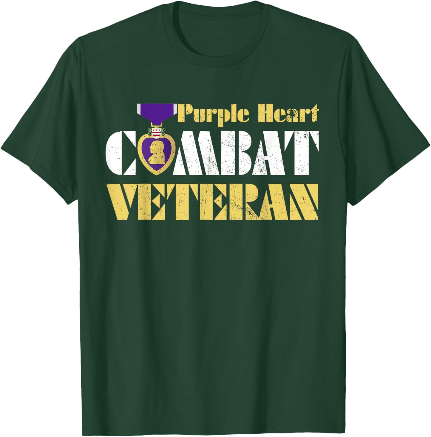 Purple Heart Combat Veteran Purple Heart Day US Military T-Shirt - T-Shirt | Forest