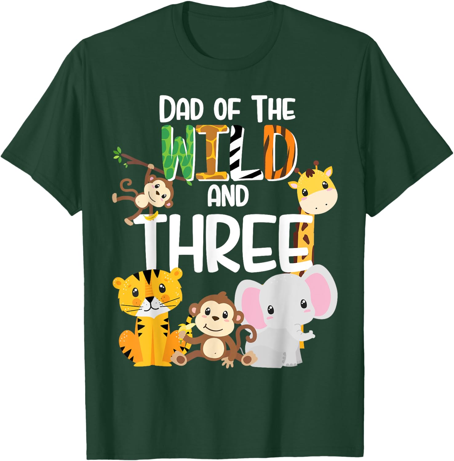 Dad of the Wild and Three Zoo Theme Birthday Safari Jungle T-Shirt - T-Shirt | Forest