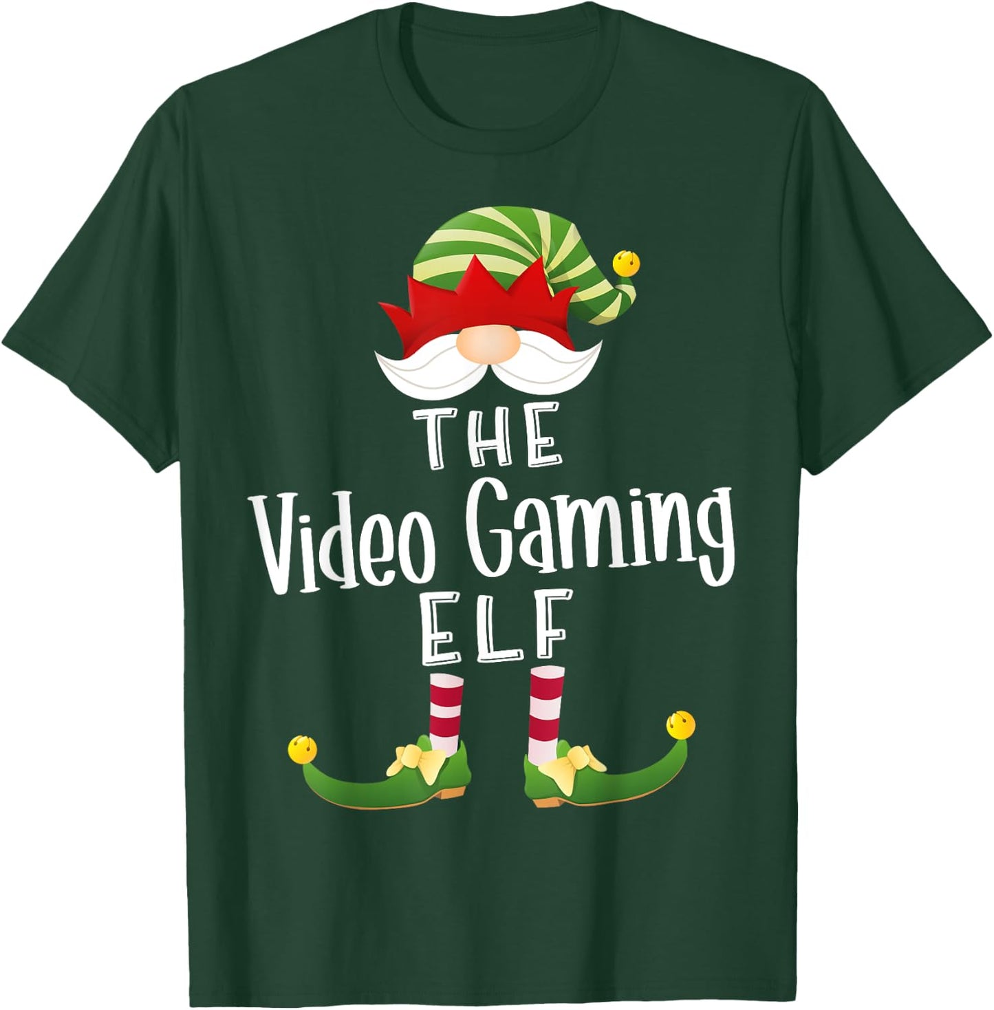 Video Gaming Elf Group Christmas Funny Pajama Party T-Shirt - T-Shirt | Forest
