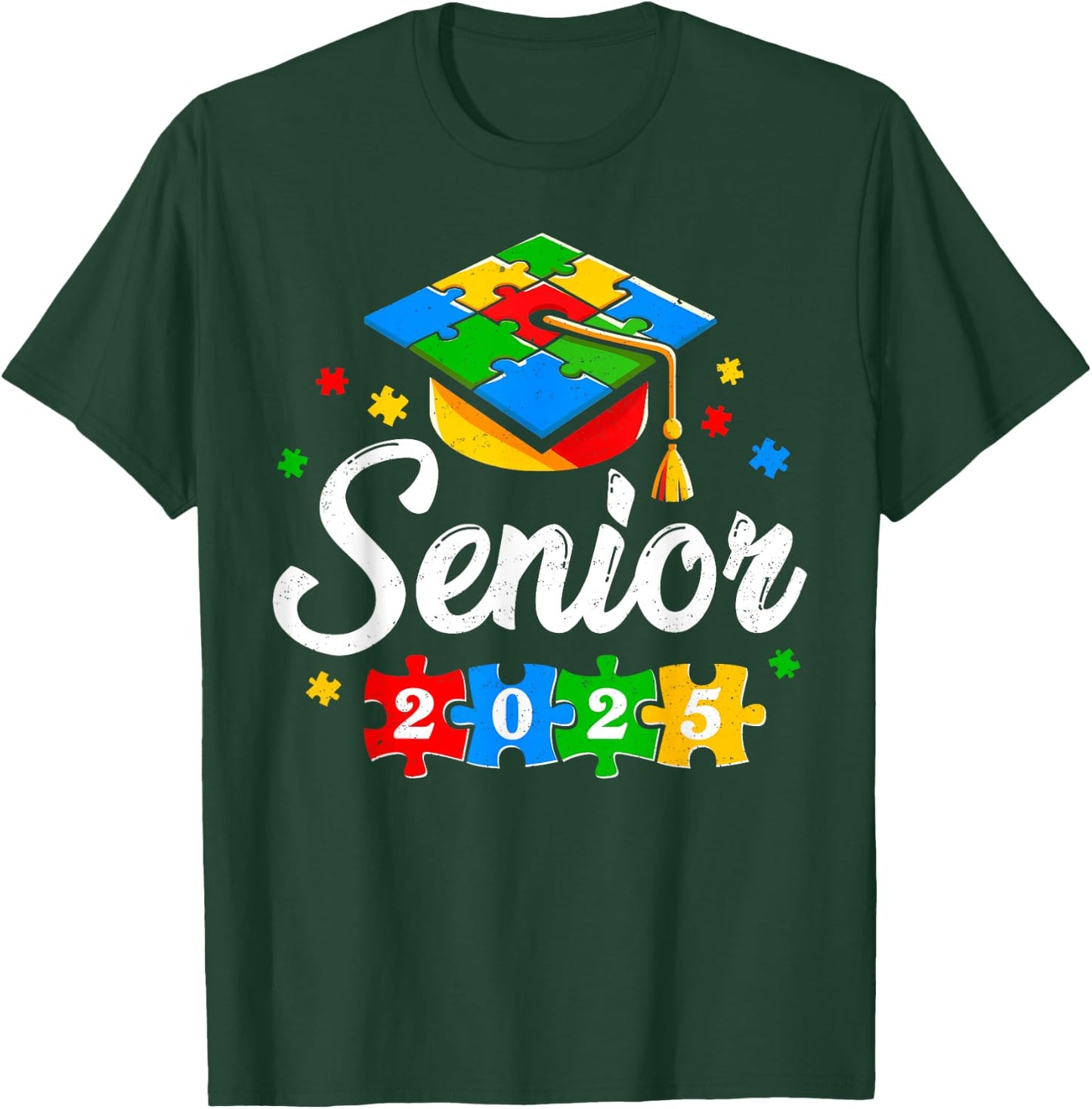 Senior Autism Graduate 2025 Autism Graduation Senior 2025 T-Shirt - T-Shirt | Forest