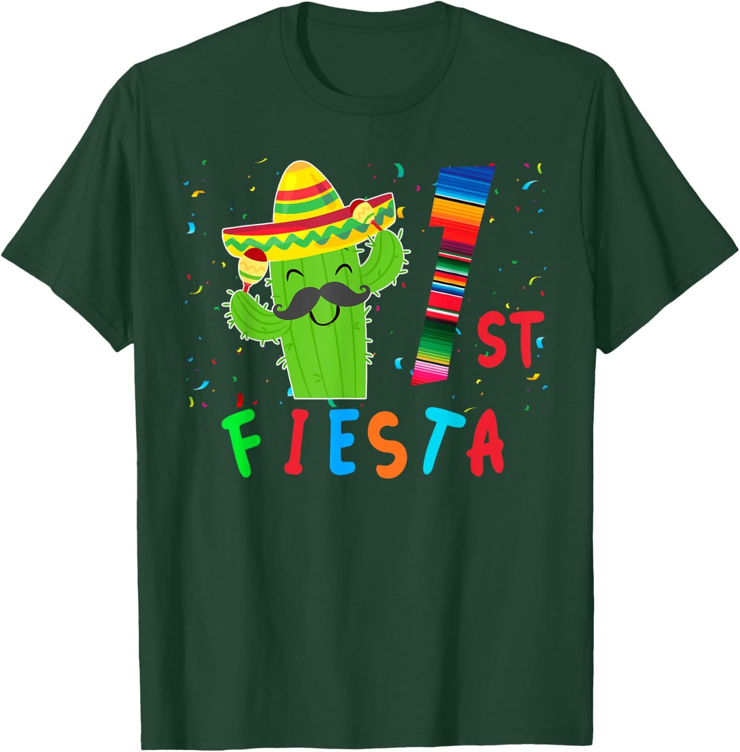 Mexican Birthday Theme Party Matching Group Fiesta 1st T-Shirt - T-Shirt | Forest