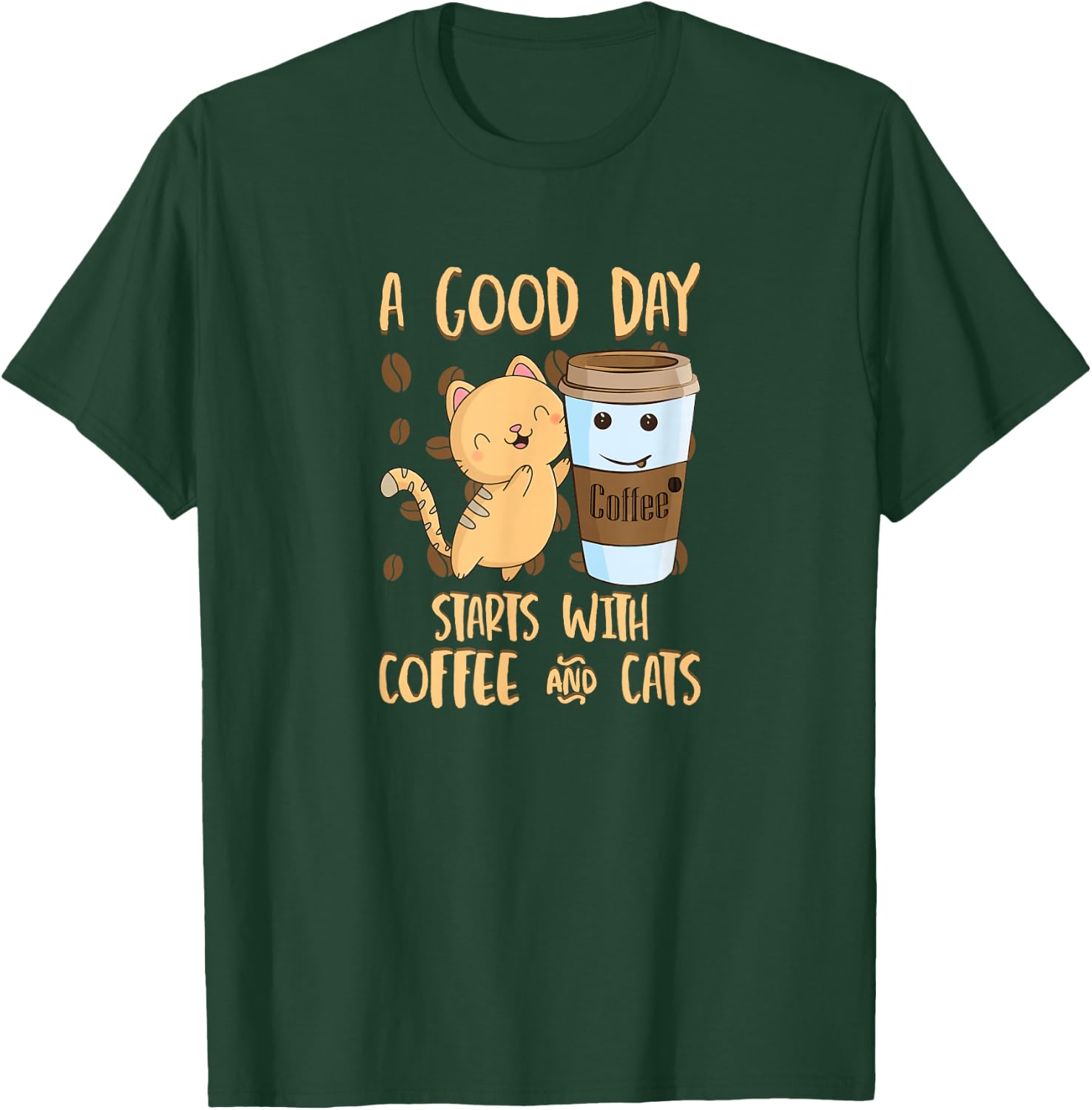 Cats Coffee A Good Day Starts With Coffee Cats T-Shirt - T-Shirt | Forest