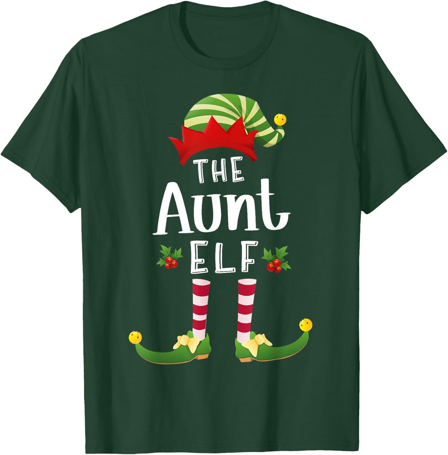 Aunt Christmas Elf Matching Pajama X-Mas Party T-Shirt - T-Shirt | Forest