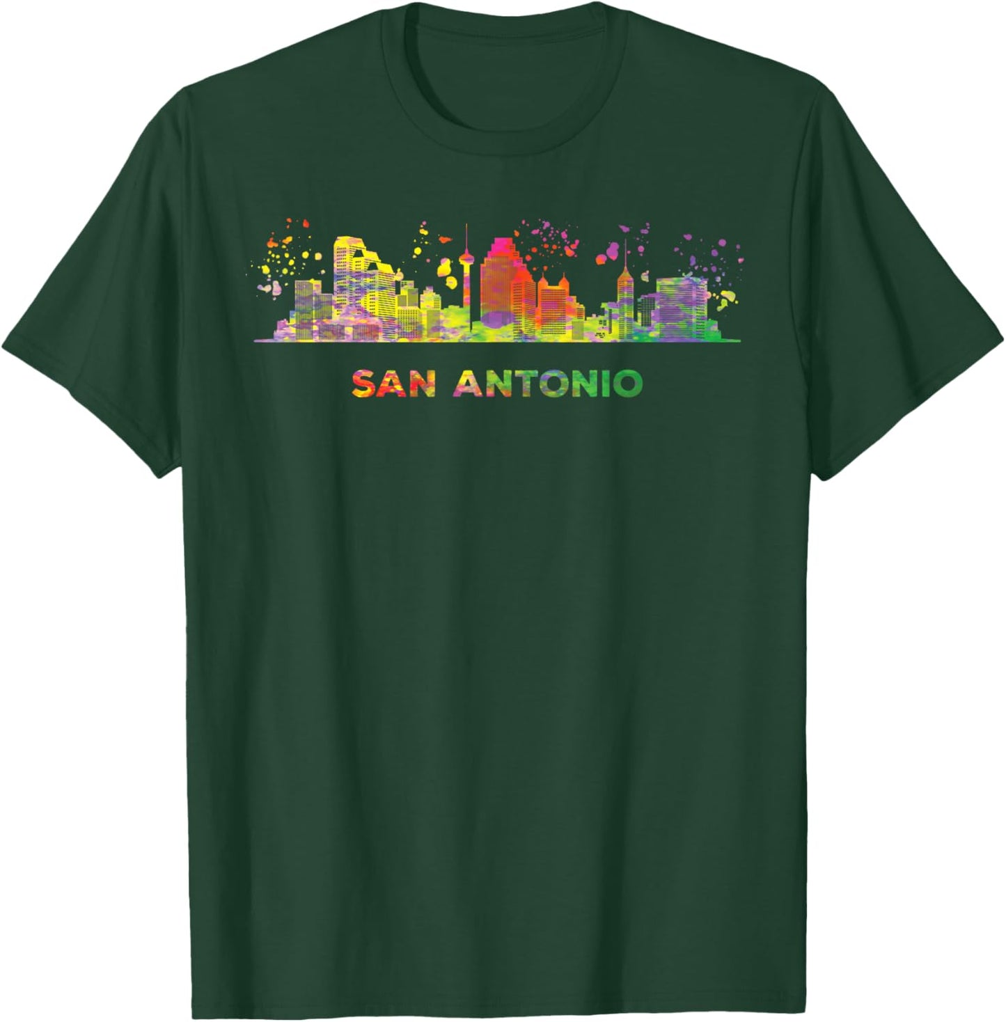 San Antonian Skyline Colorful Cityscape San Antonio T-Shirt - T-Shirt | Forest