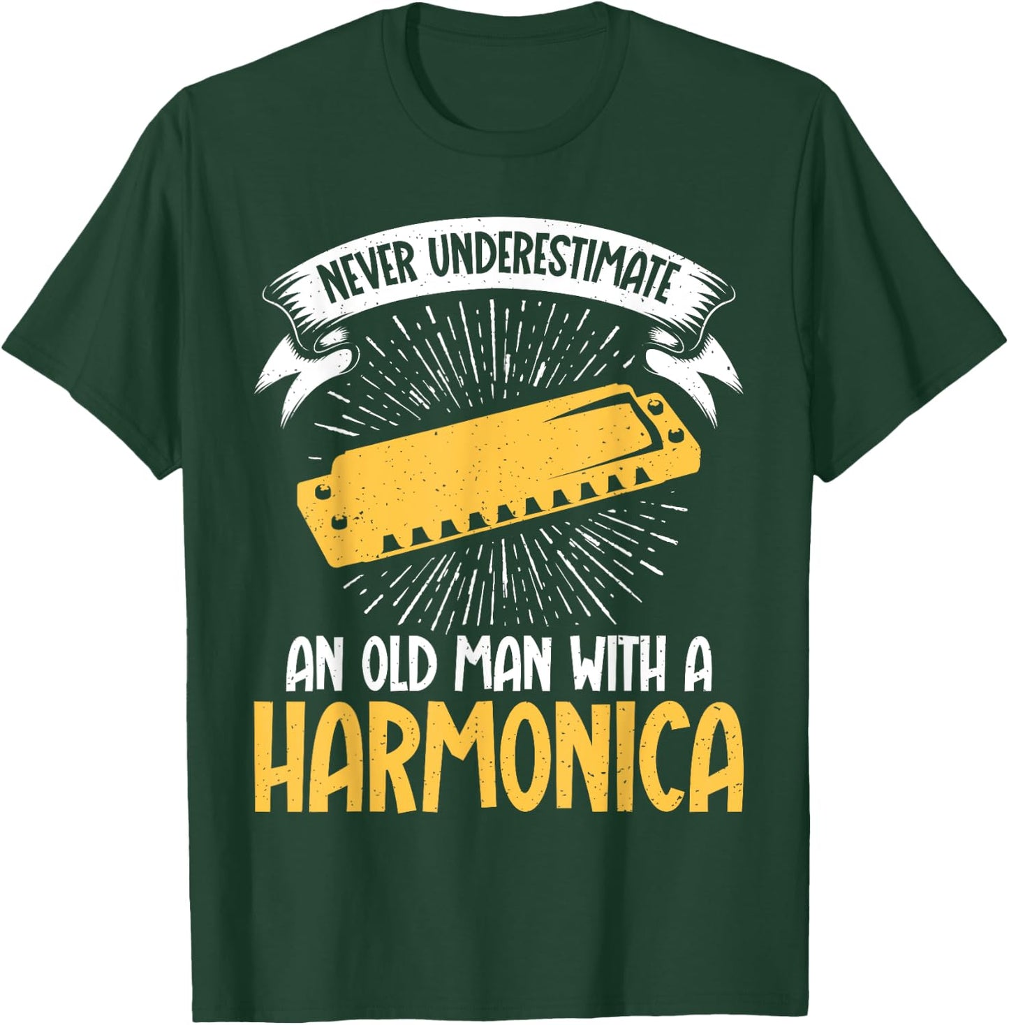 Never underestimate an old Man with a Harmonica T-Shirt - T-Shirt | Forest