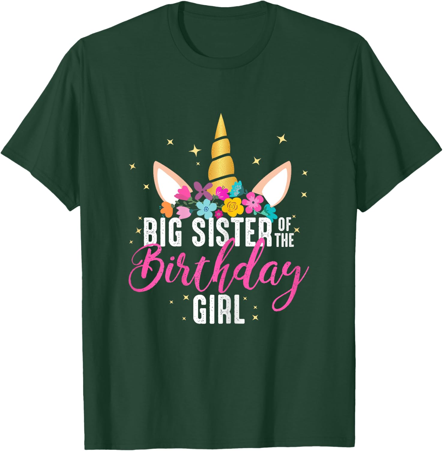 Big Sister Of The Birthday Girl Sister Gift Unicorn Birthday T-Shirt - T-Shirt | Forest