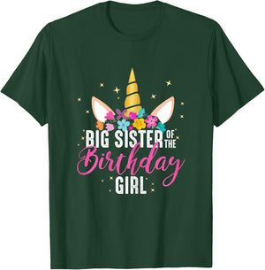 Big Sister Of The Birthday Girl Sister Gift Unicorn Birthday T-Shirt - T-Shirt | Forest