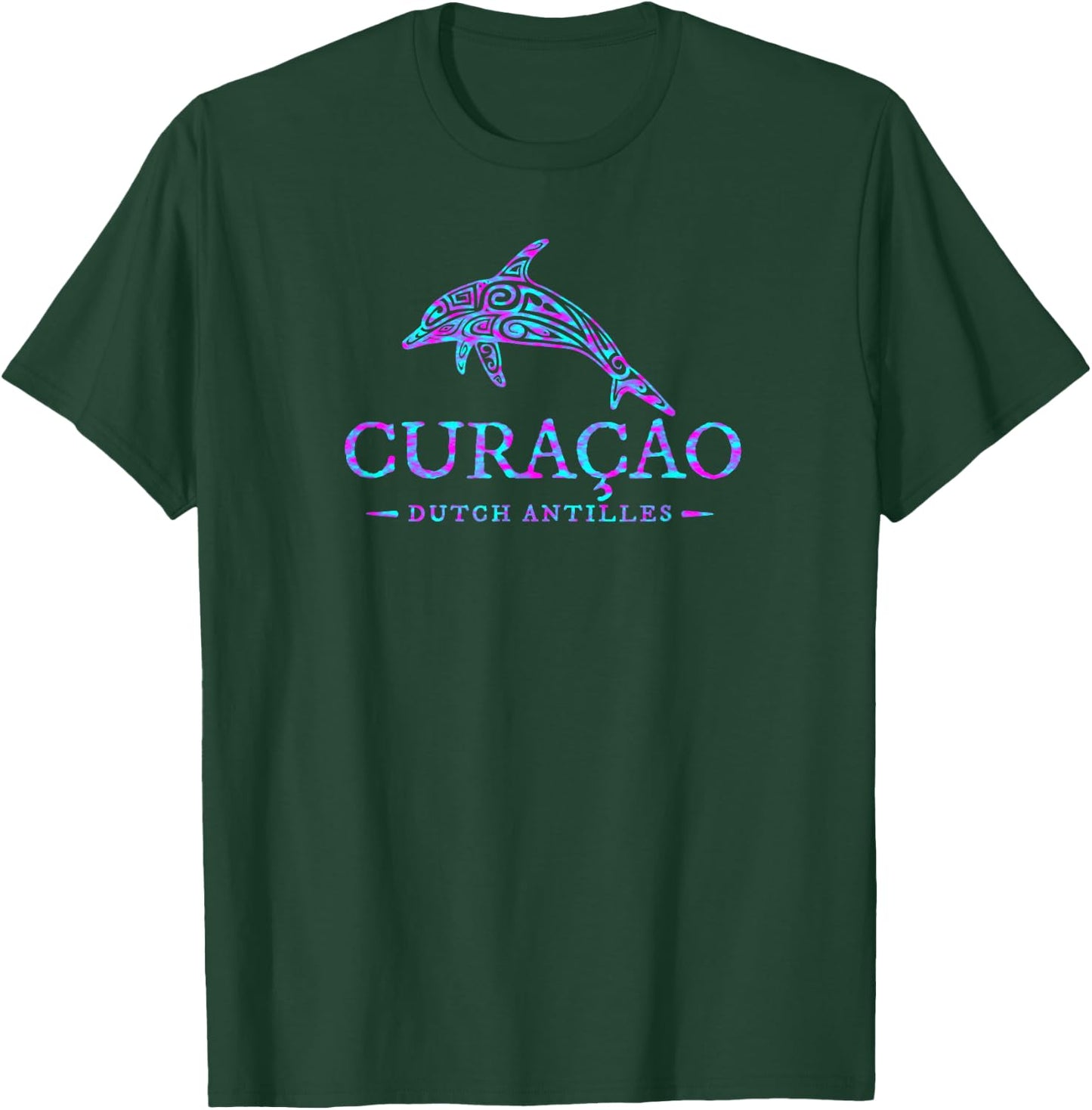 Curacao Dolphin Boys Girls Toddler Colourful Souvenir T-Shirt - T-Shirt | Forest