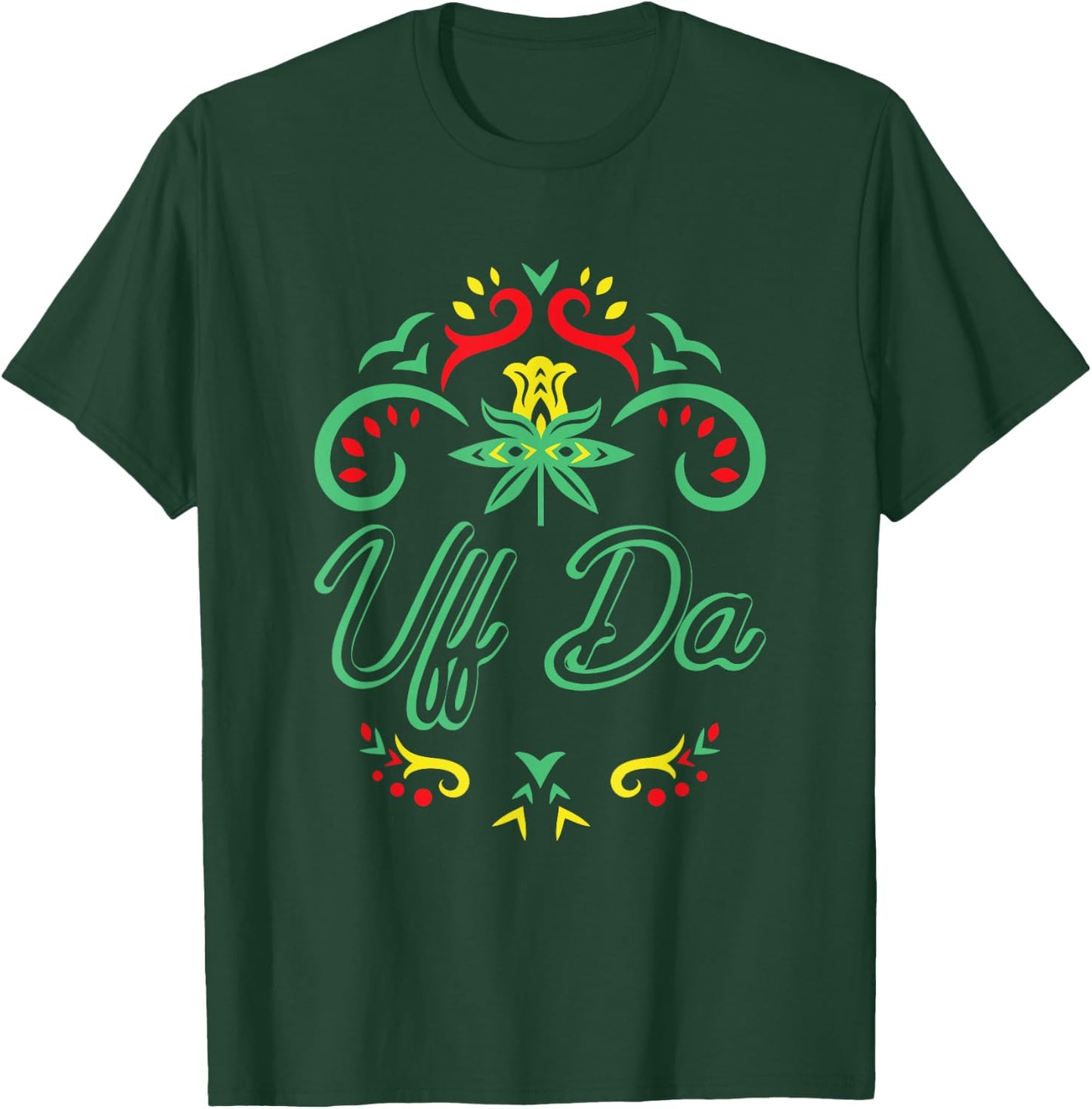 Uff Da Norwegian Rosemaling Funny Scandinavian Folk Norway T-Shirt - T-Shirt | Forest