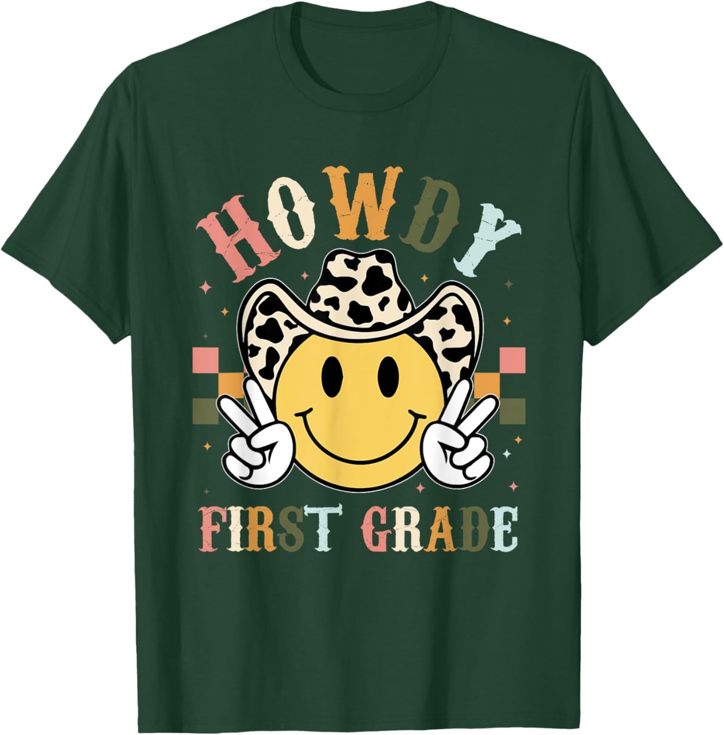 1st Grade Teacher Rodeo Country Western Howdy First Grade Men Women Kids T-Shirt - T-Shirt | Forest