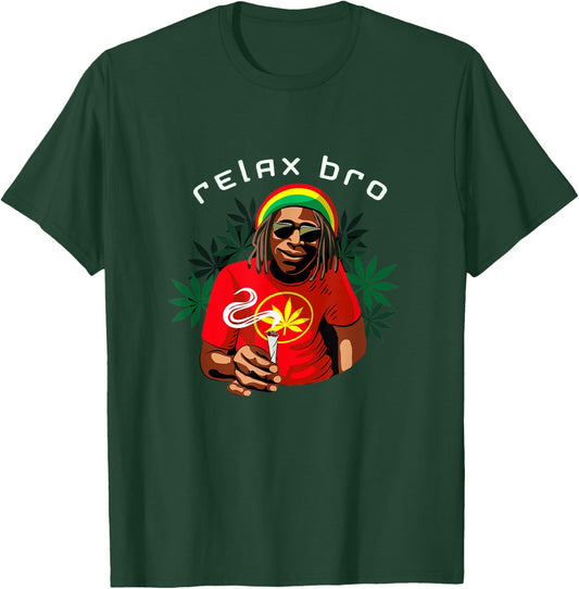 Funny Weed African Jamaican Rasta smoking Marijuana Relax T-Shirt - T-Shirt | Forest