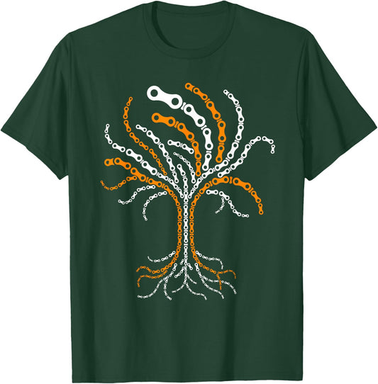 Bicycle Chains Links Bicycle Tree Chain Tree Biker MTB Bike T-Shirt - T-Shirt | Forest