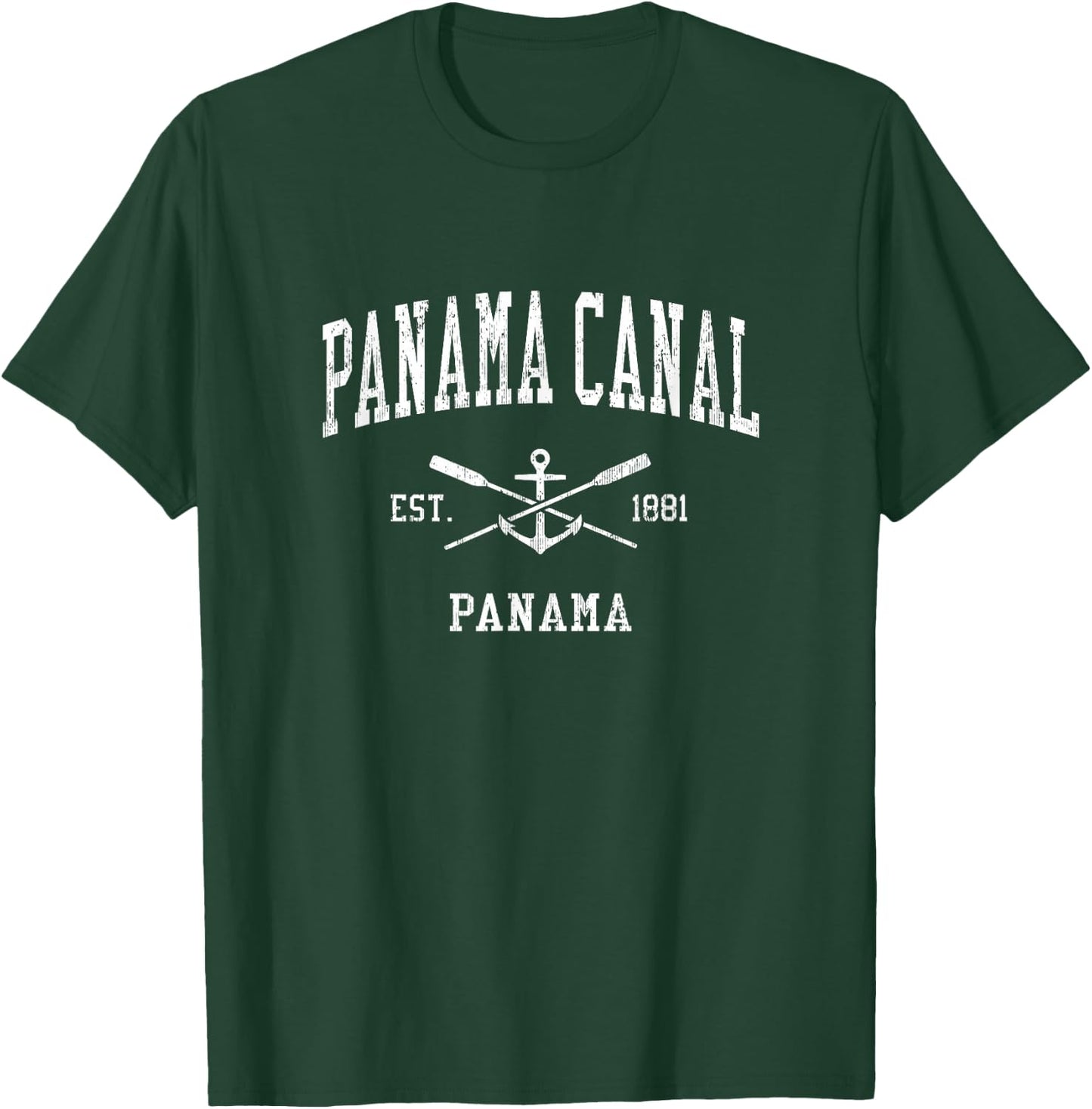 Panama Canal Vintage Crossed Oars & Boat Anchor Sports T-Shirt - T-Shirt | Forest