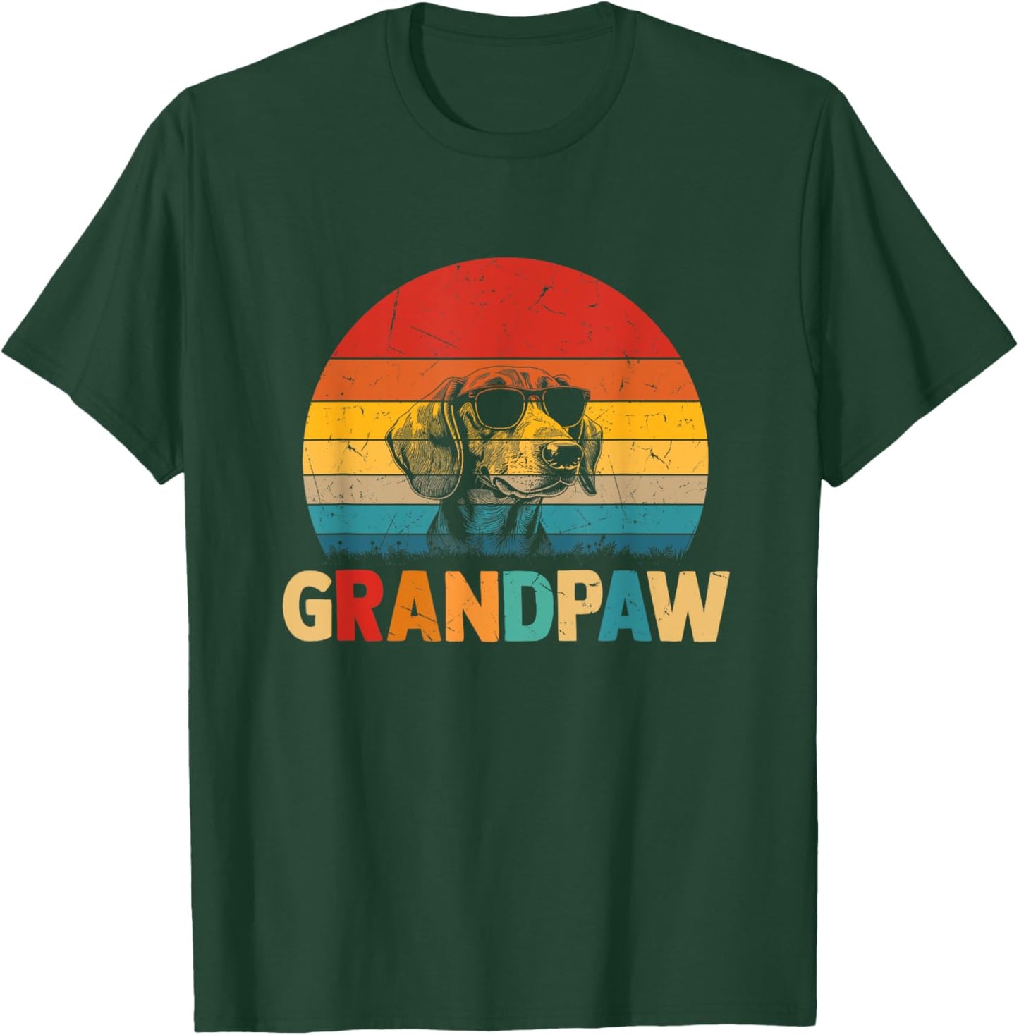 Funny Grandpaw Retro Vintage Dachshund Lover Grandpa Fathers T-Shirt - T-Shirt | Forest