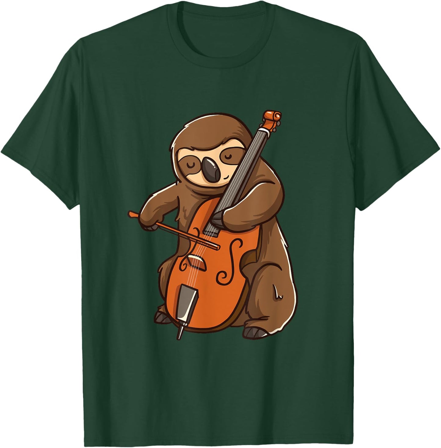 Cellist Sloth Cello Player Orchestra Music Animal Gift T-Shirt - T-Shirt | Forest