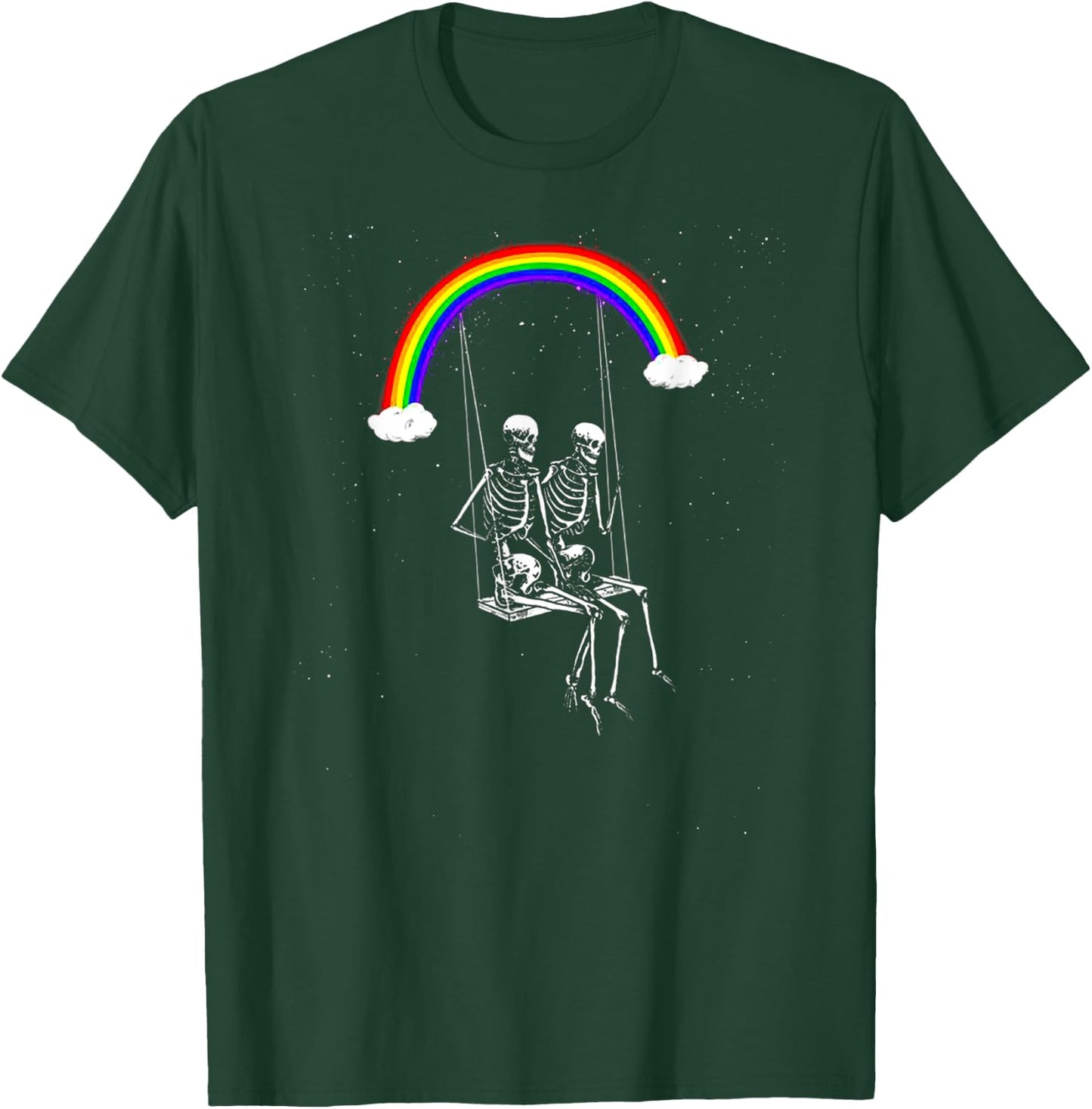 Skeleton Rainbow Swing Funny Spooky Halloween Costume Design T-Shirt - T-Shirt | Forest