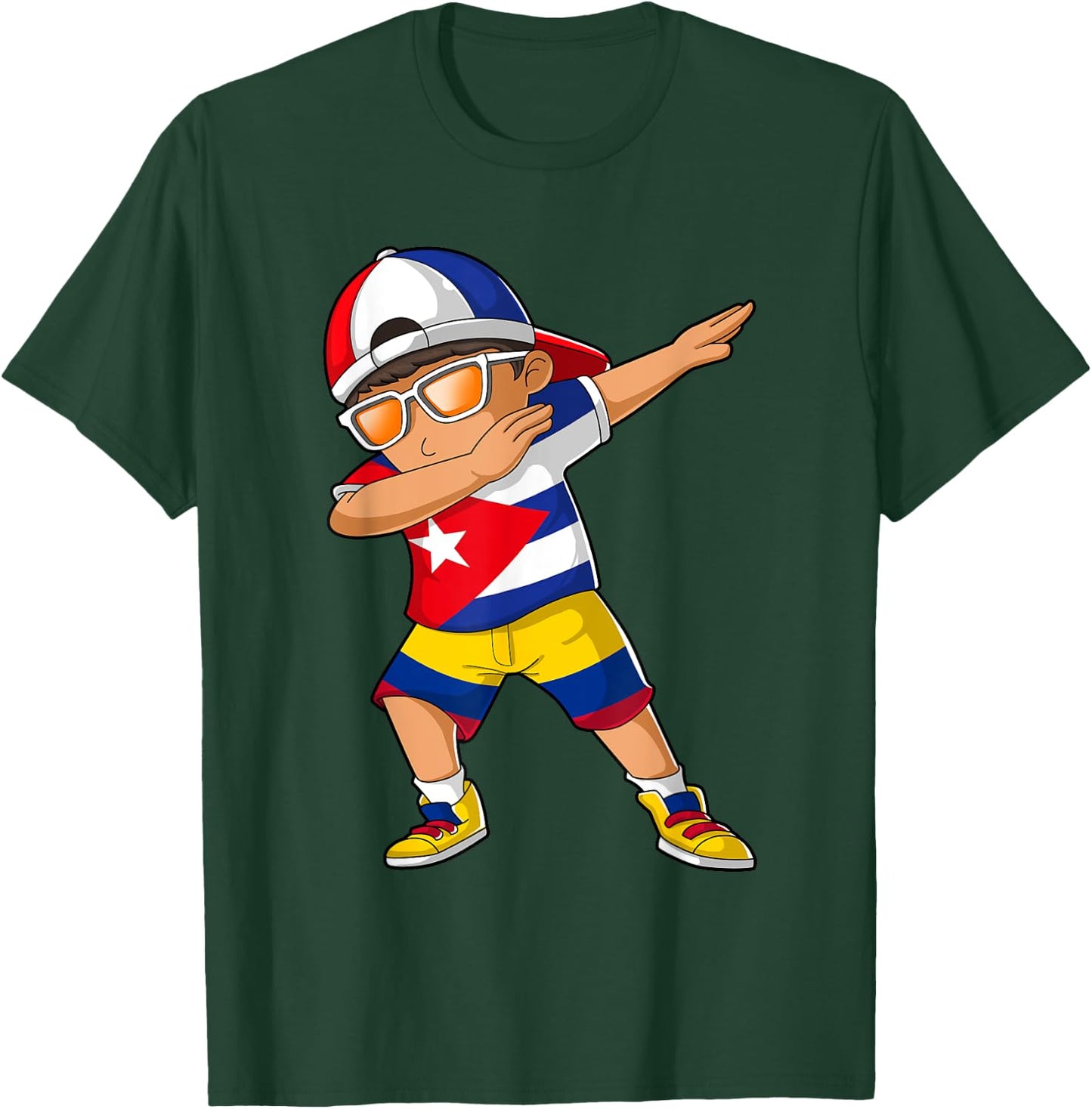 Half Cuban Half Colombian Boy Kid Cuba Colombia Flag T-Shirt - T-Shirt | Forest