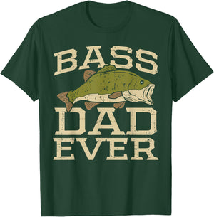 Bass Dad Ever Fishing Fish Fisherman Fathers Day Dad Gift T-Shirt - T-Shirt | Forest