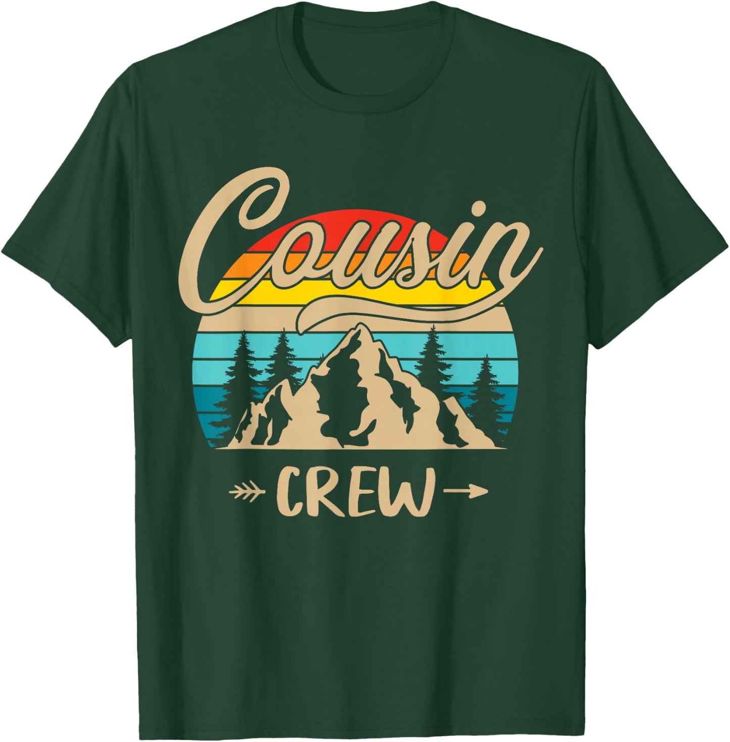 Cousin Crew Camping Sunset Summer Camp Retro Matching Trip T-Shirt - T-Shirt | Forest