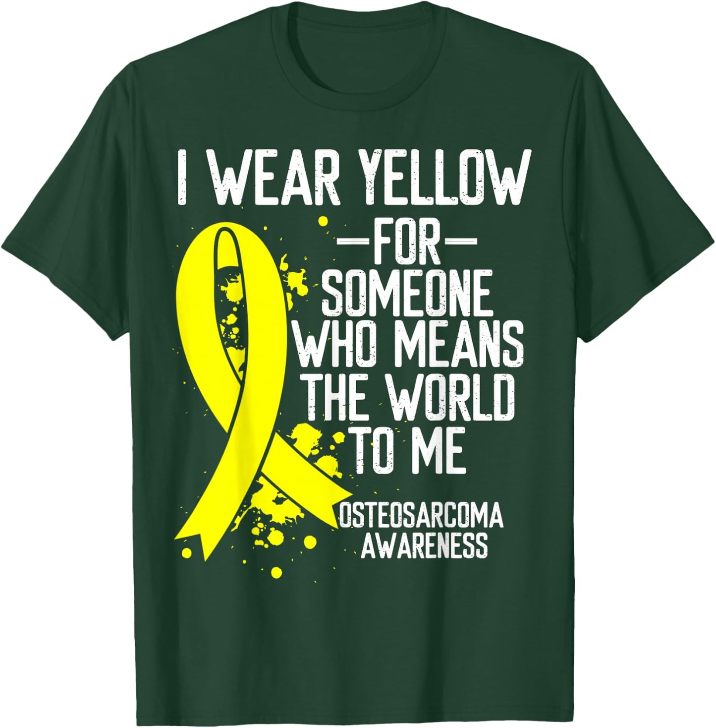 Osteosarcoma Awareness Wear Yellow Ribbon Bone Cancer T-Shirt - T-Shirt | Forest