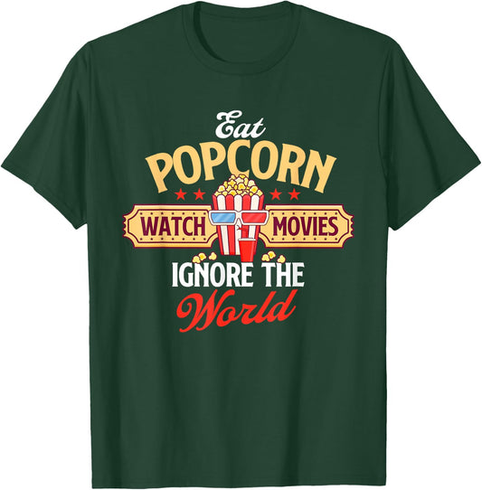 Eat Popcorn Watch Movies - Caramel Corn Popped Corn T-Shirt - T-Shirt | Forest