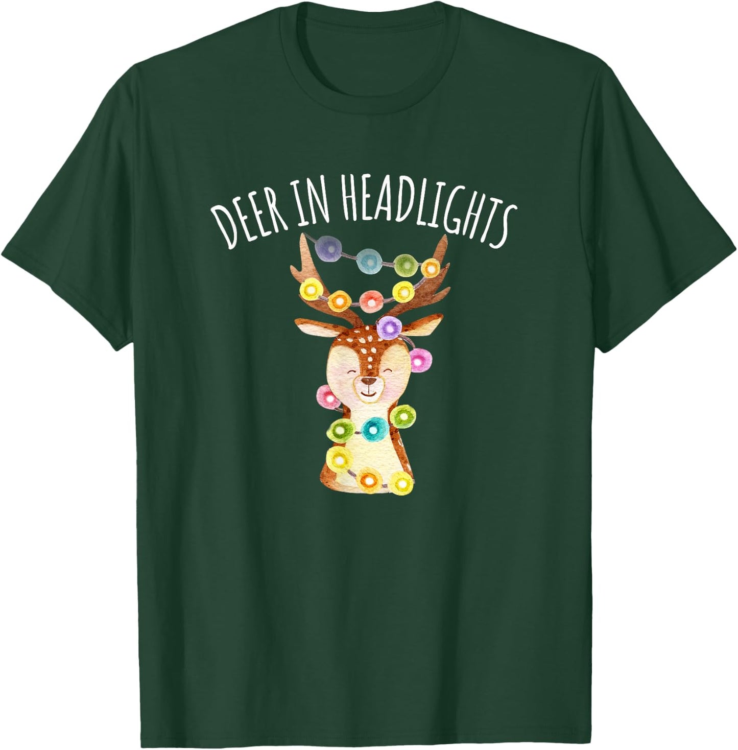 Deer in Headlights Christmas Lights Funny T-Shirt - T-Shirt | Forest