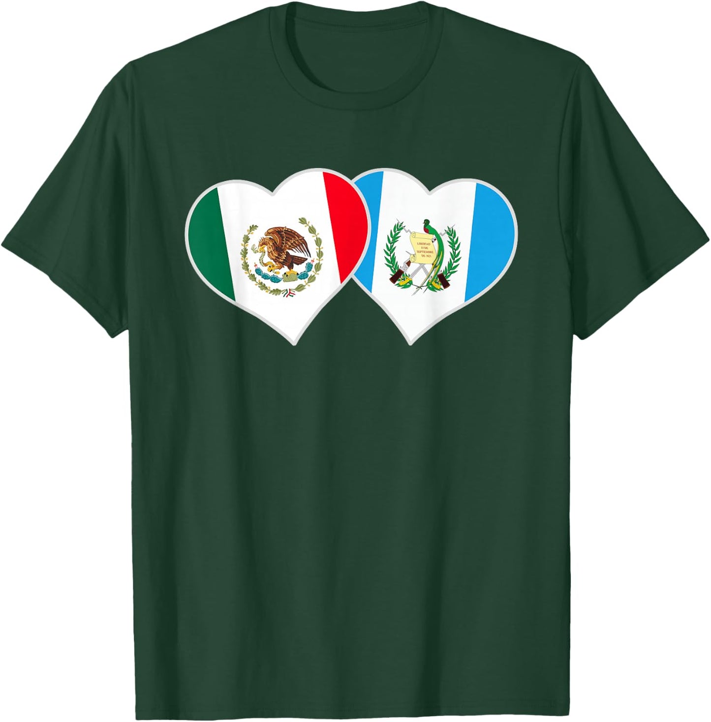 Mexican Guatemalan Flag Love Mexico Guatemala Heart T-Shirt - T-Shirt | Forest