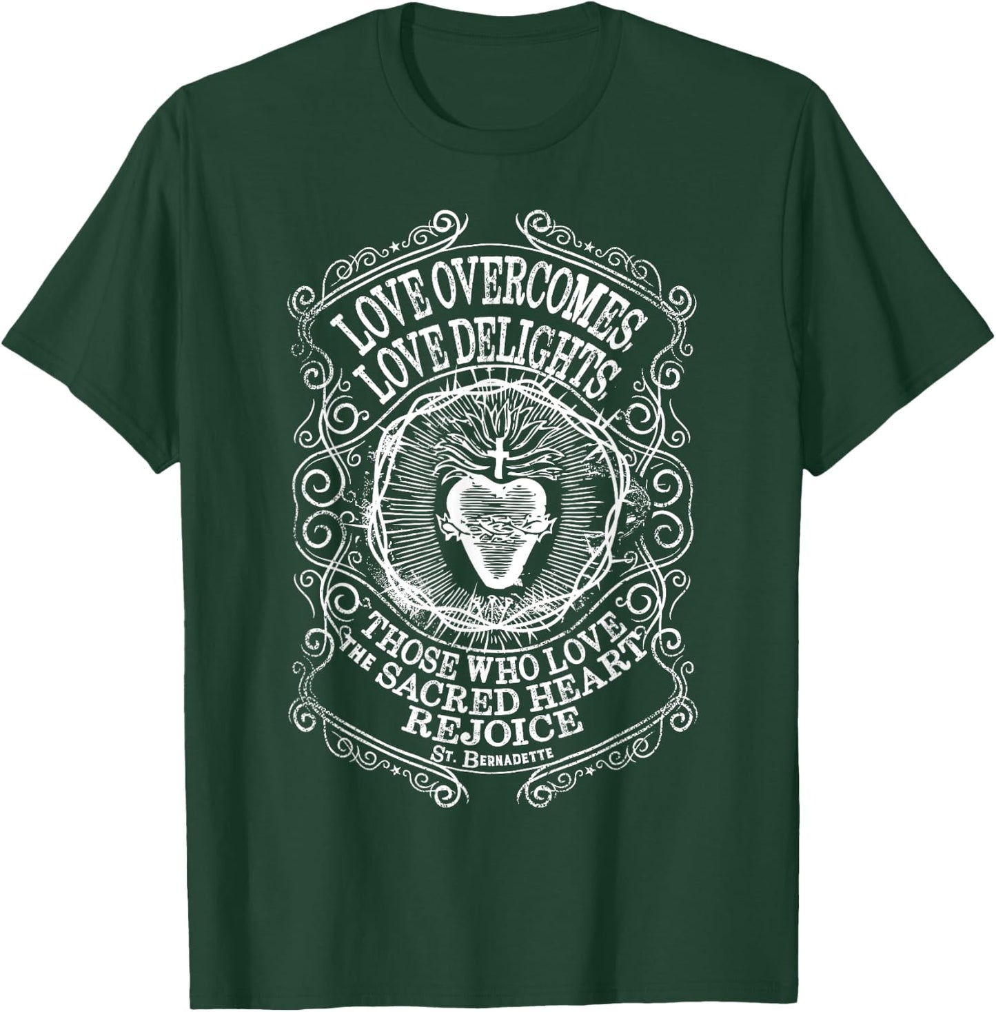 St Bernadette Soubirous of Lourdes Sacred Heart of Jesus T-Shirt - T-Shirt | Forest