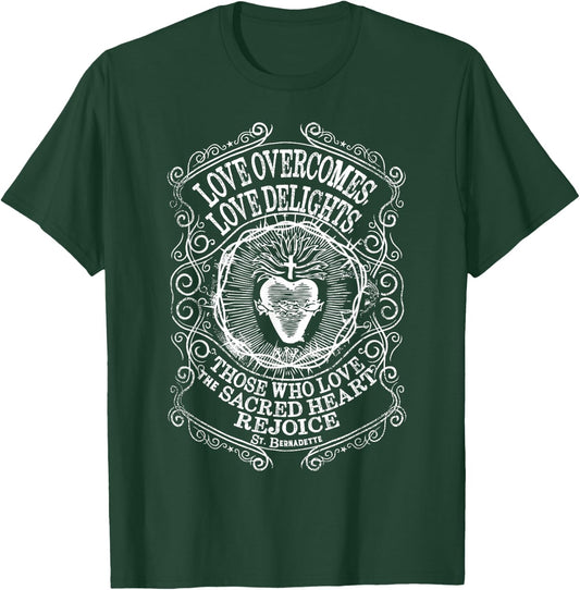 St Bernadette Soubirous of Lourdes Sacred Heart of Jesus T-Shirt - T-Shirt | Forest