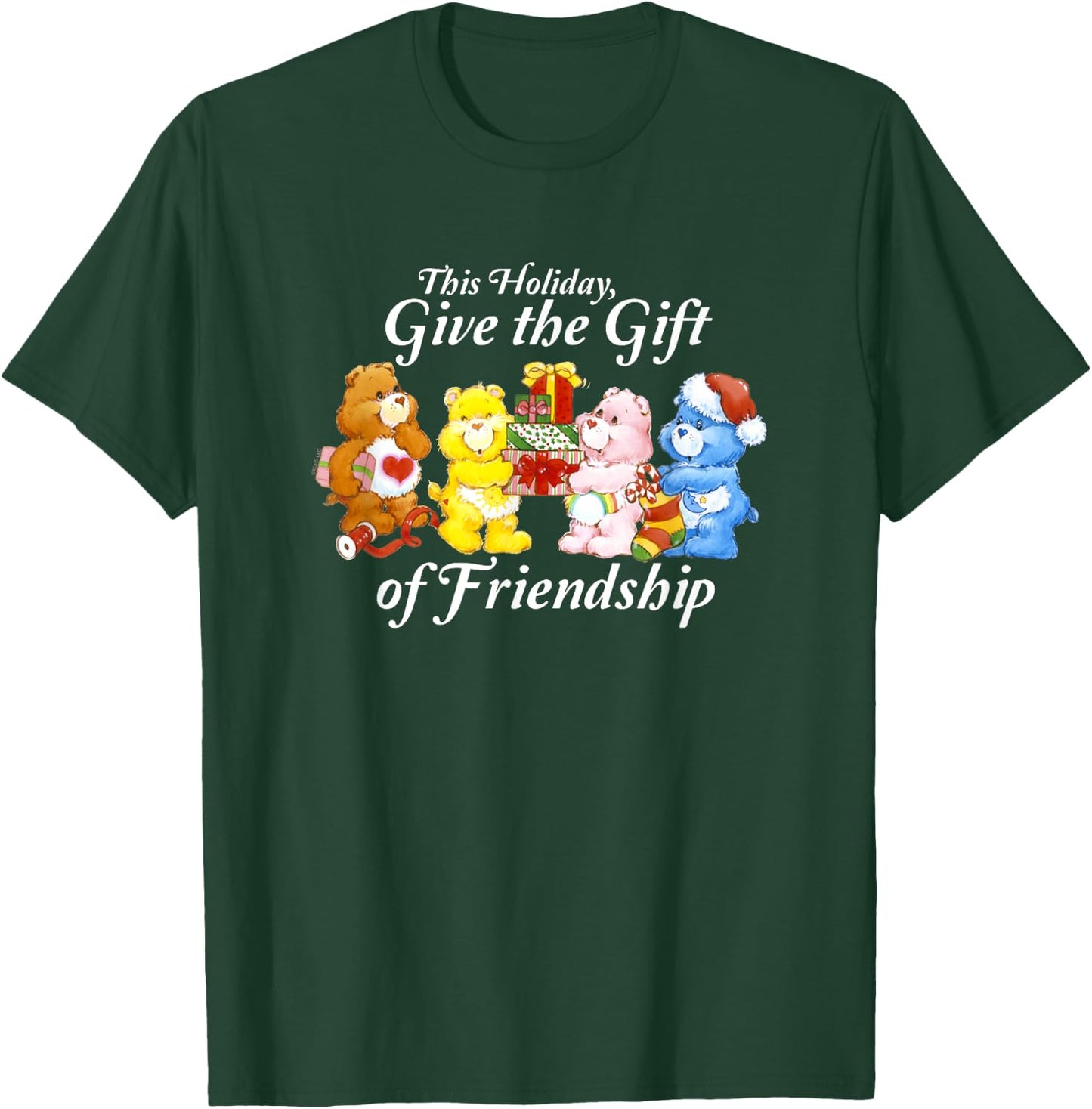 Care Bears Give the Gift of Friendship Christmas Cartoon T-Shirt - T-Shirt | Forest