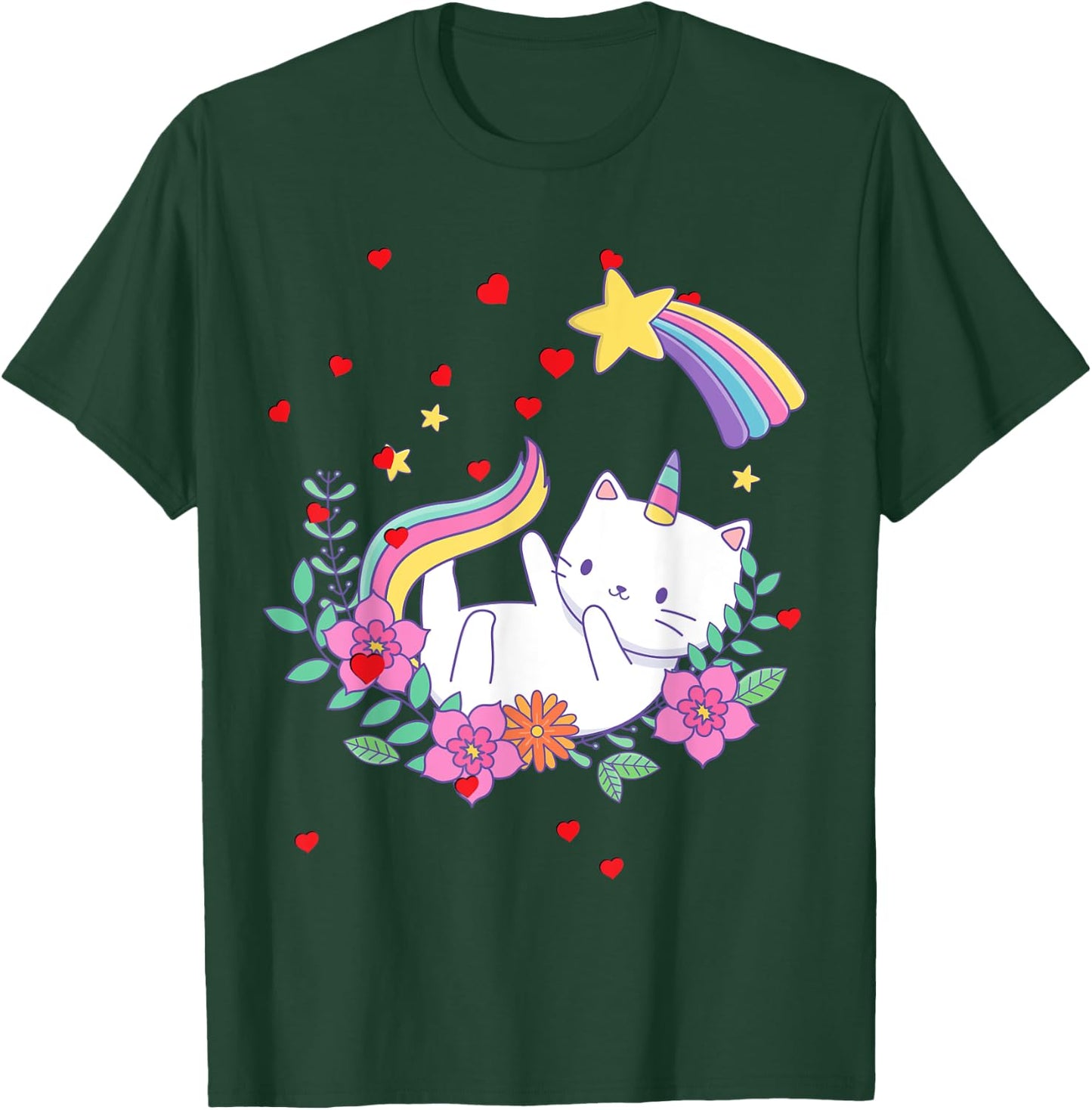 Valentines Unicorn Cat Kittycorn T-Shirt - T-Shirt | Forest