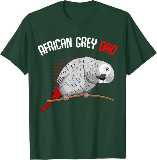Cute Bird Lover & Gift Ideas African Grey Parrot Dad Funny Men T-Shirt - T-Shirt | Forest