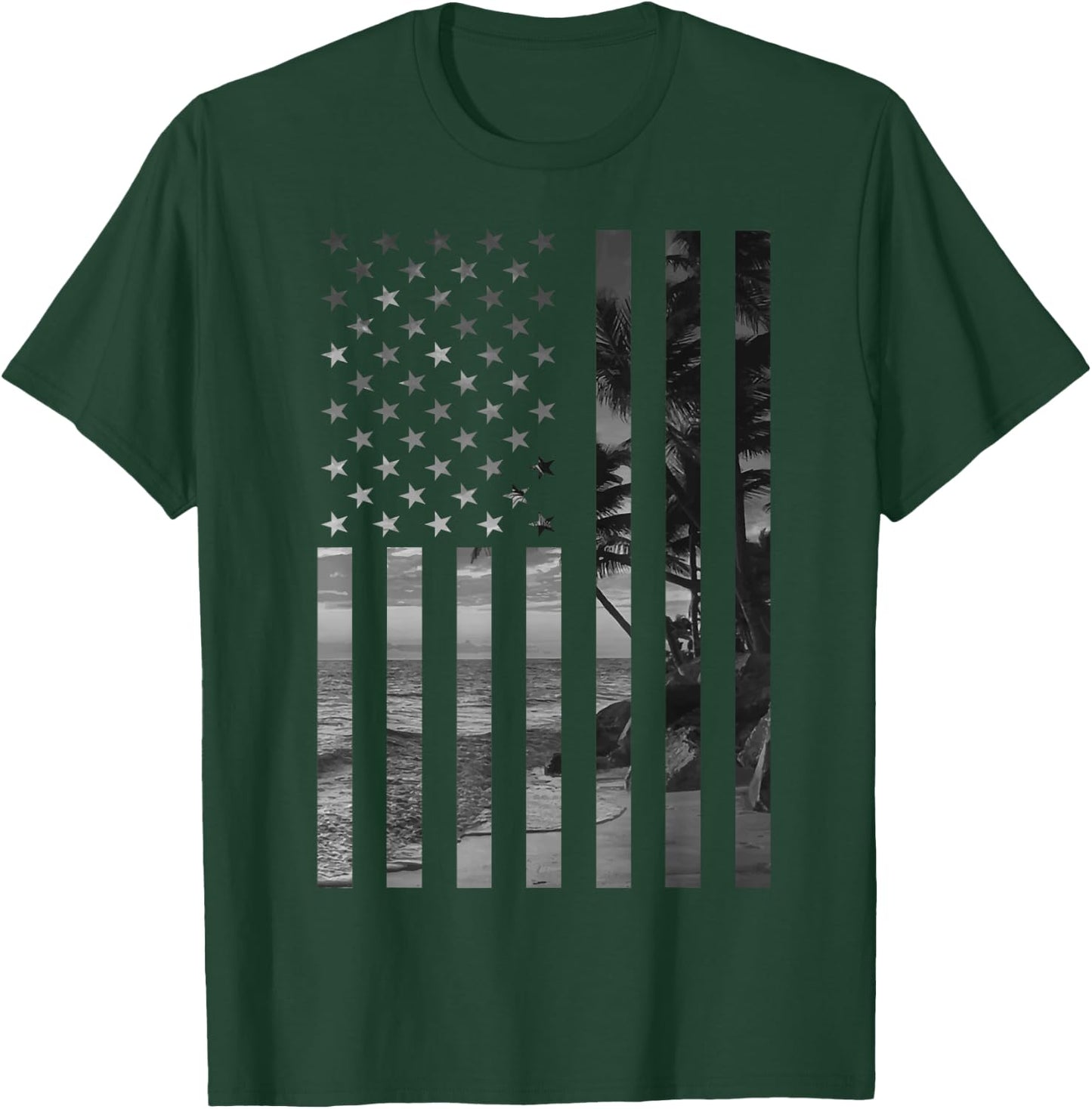 Funny American Flag Hawaiian Gift Men Women Cool Hawaii Trip T-Shirt - T-Shirt | Forest