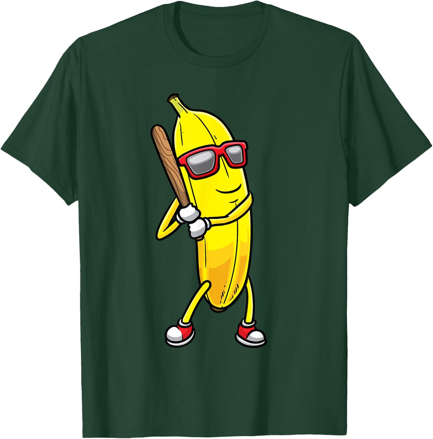 Banana Playing Baseball Fruit Lover Baseball Player T-Shirt - T-Shirt | Forest