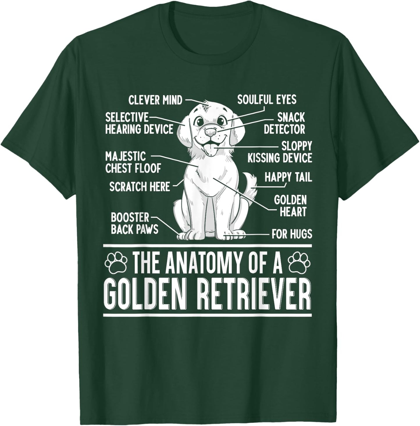 The Anatomy Of A Golden Retriever Funny Dog Lover Puppy Men Women Kids T-Shirt - T-Shirt | Forest