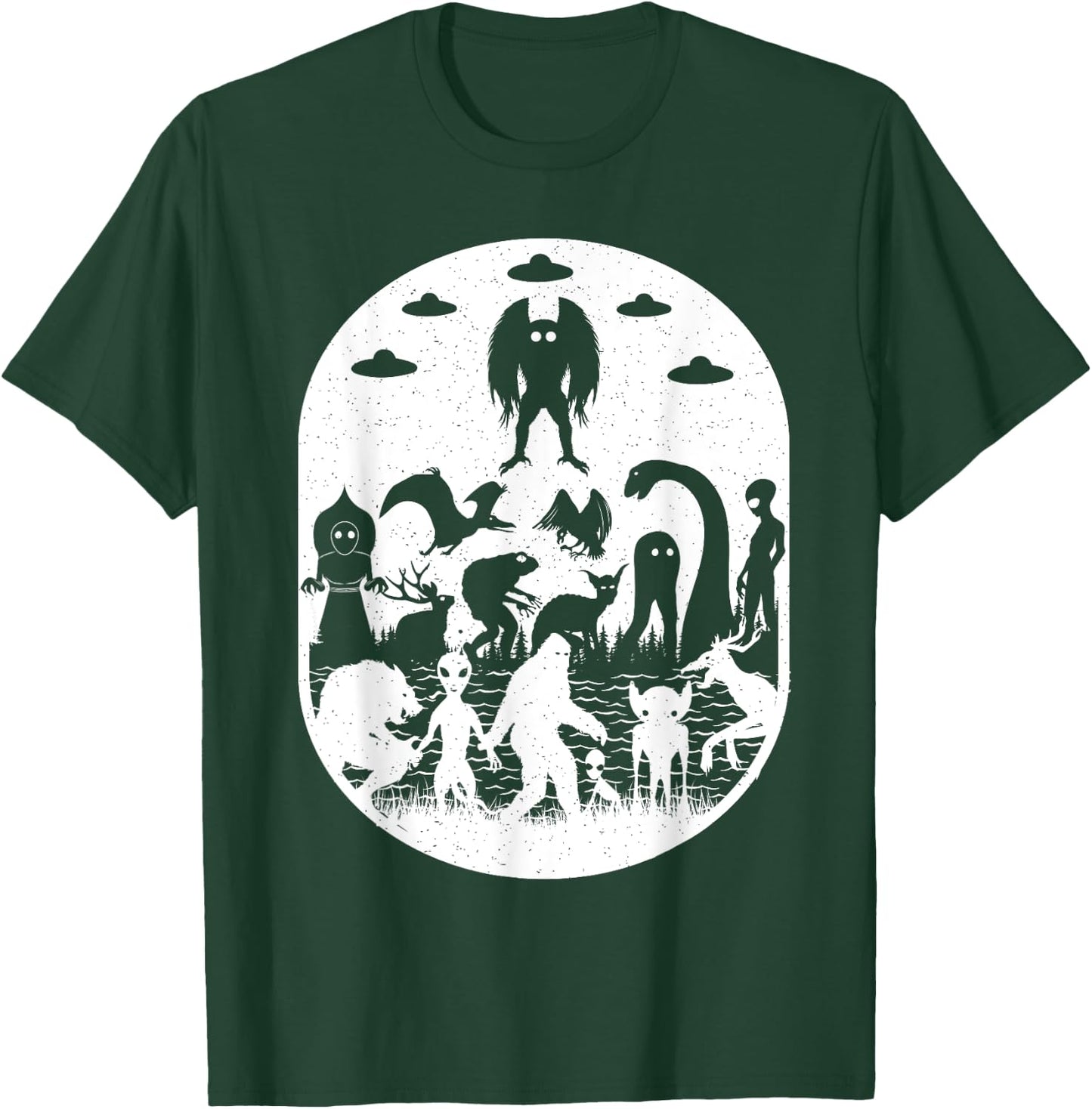 Bigfoot Mothman Dogman Aliens And Other Monsters! Cryptid T-Shirt - T-Shirt | Forest