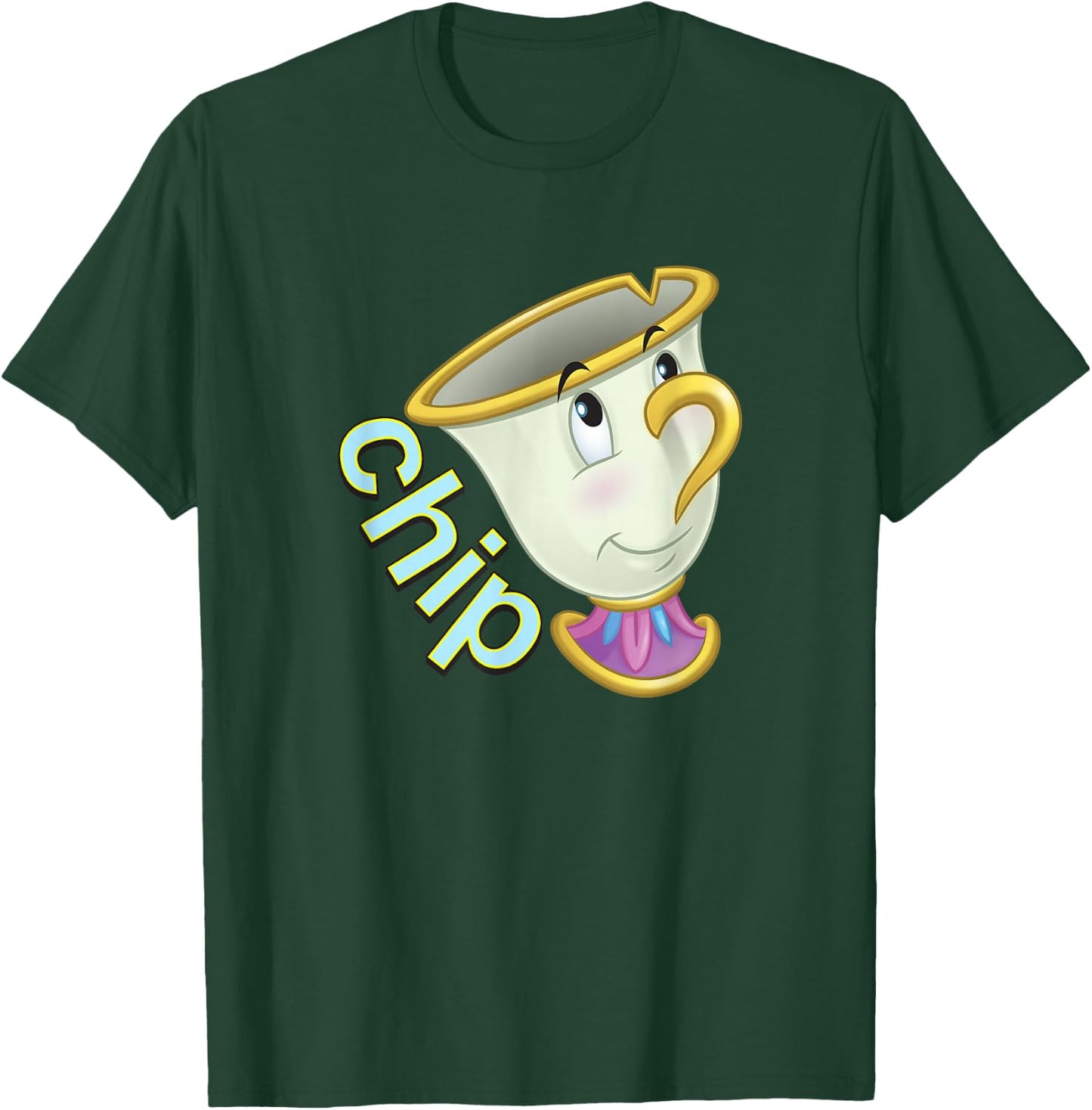 Disney Beauty and The Beast Chip Side Profile Big Face T-Shirt - T-Shirt | Forest
