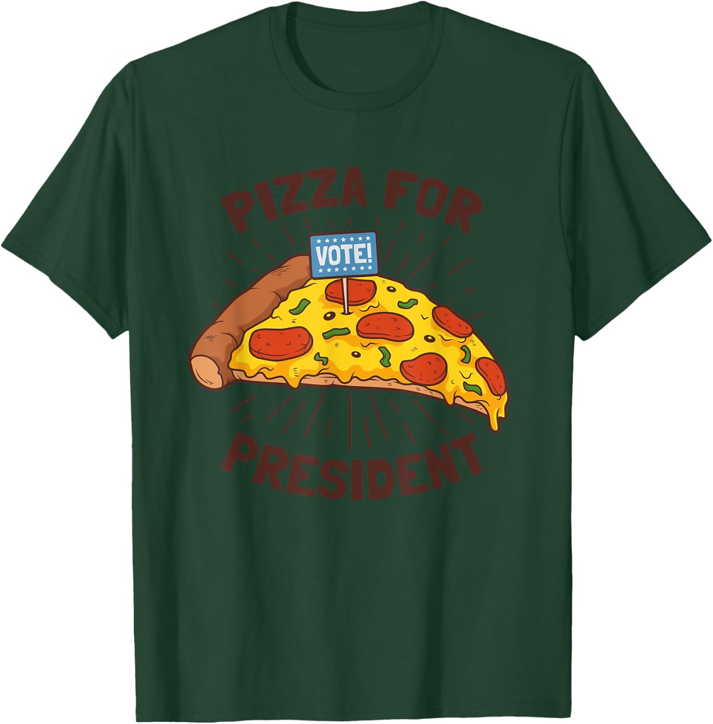Funny Pizza for President 2024 Presidential Election T-Shirt - T-Shirt | Forest