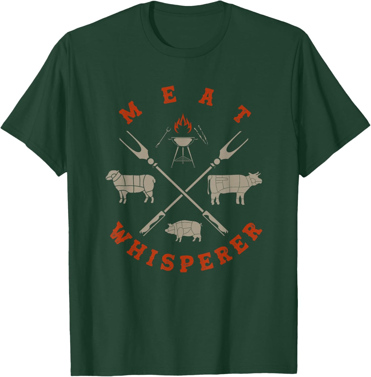 Smoked BBQ Grilling Meat Smoking Meat Whisperer Barbecue T-Shirt - T-Shirt | Forest