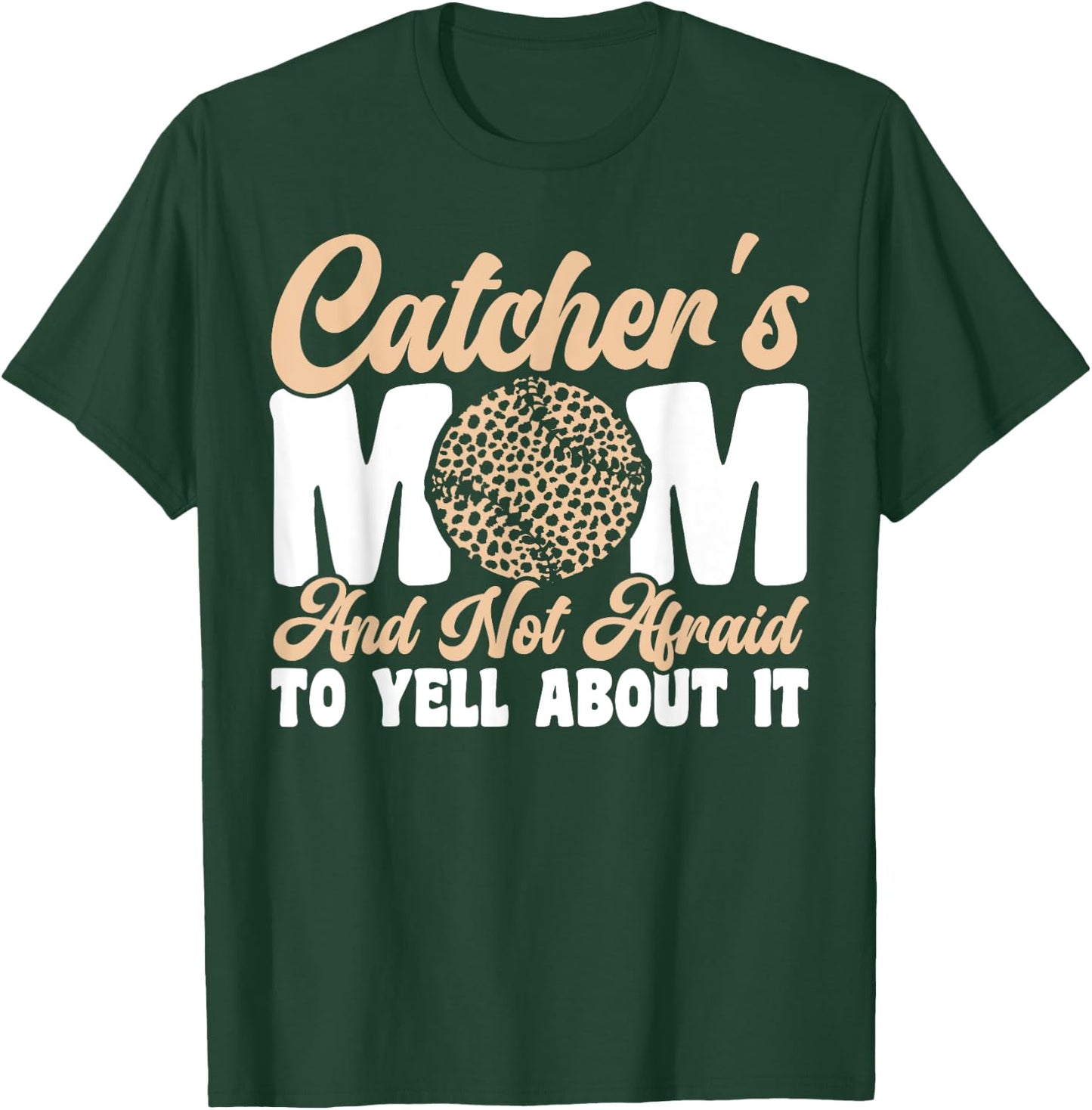 Baseball Mom Catcher's Mom Leopard Softball Mom T-Shirt - T-Shirt | Forest