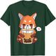 Kawaii Anime Red Panda Drinking Boba Bubble Tea T-Shirt - T-Shirt | Forest