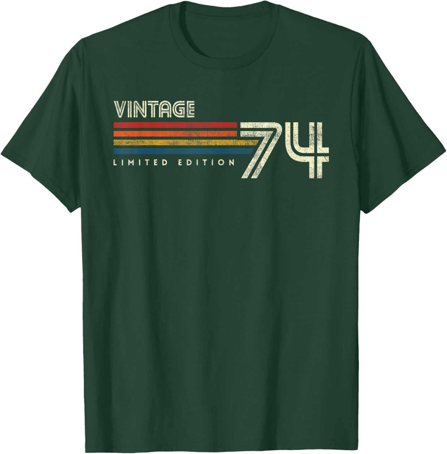 Vintage 1974 Chest Stripe Birthday T-Shirt - T-Shirt | Forest