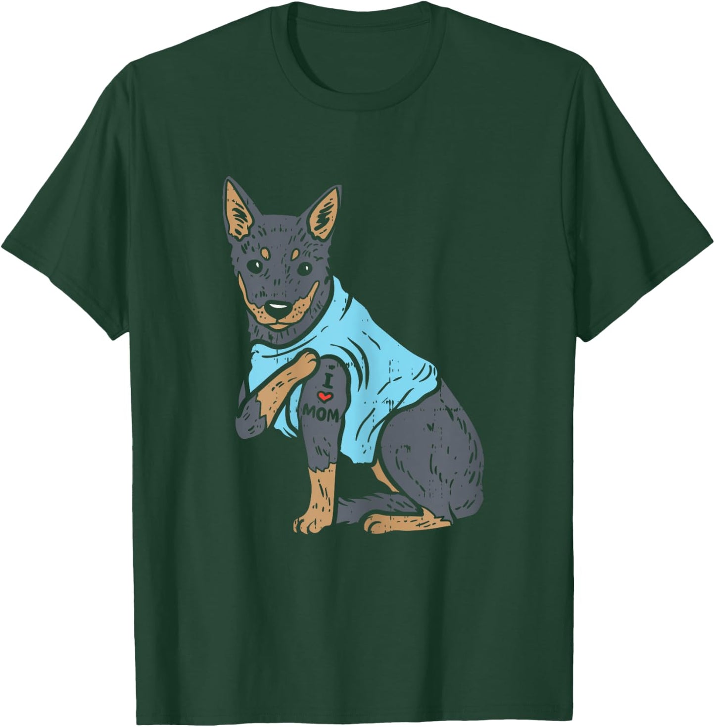 Heeler I Love Mom Animal Pet Red Blue Cattle Dog Women Gift T-Shirt - T-Shirt | Forest