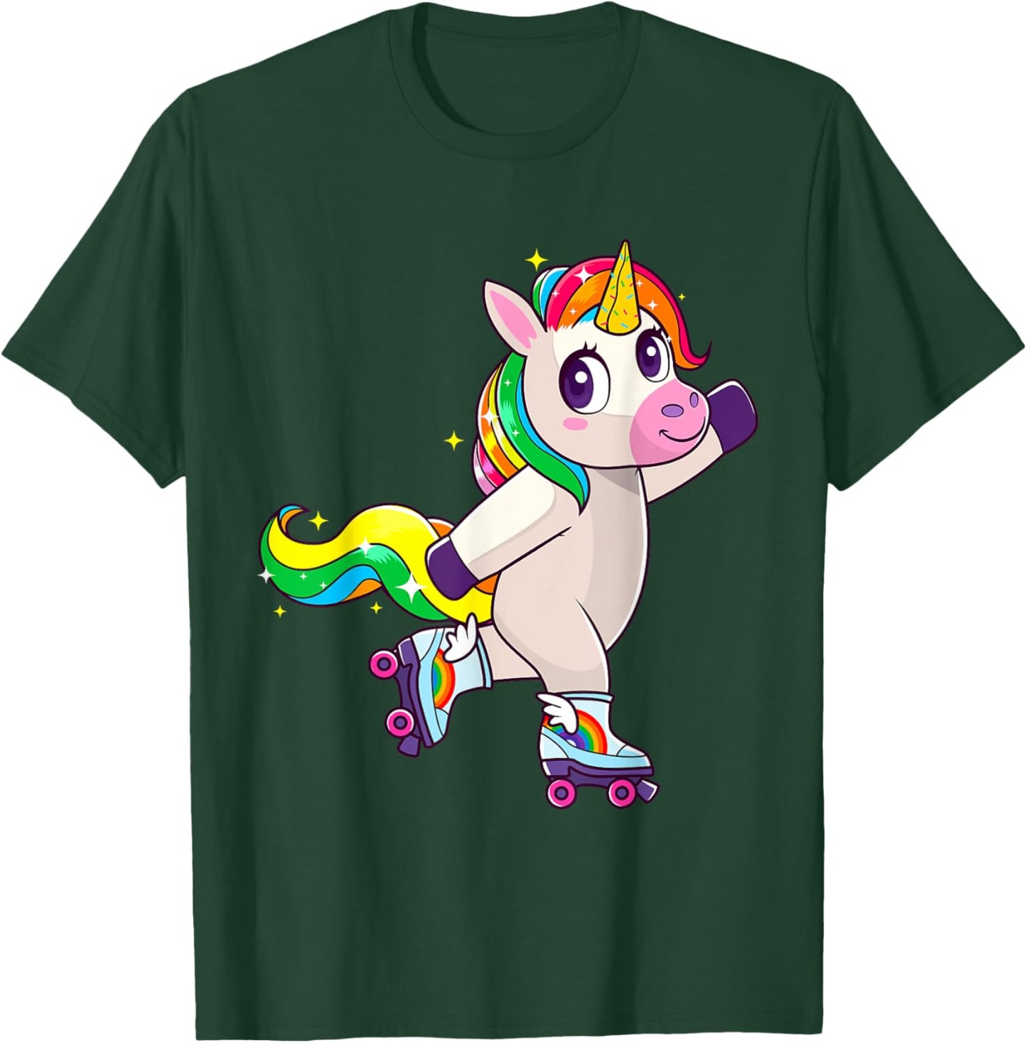 Birthday Roller Girl Funny Retro Rolling Skates Women Kids T-Shirt - T-Shirt | Forest