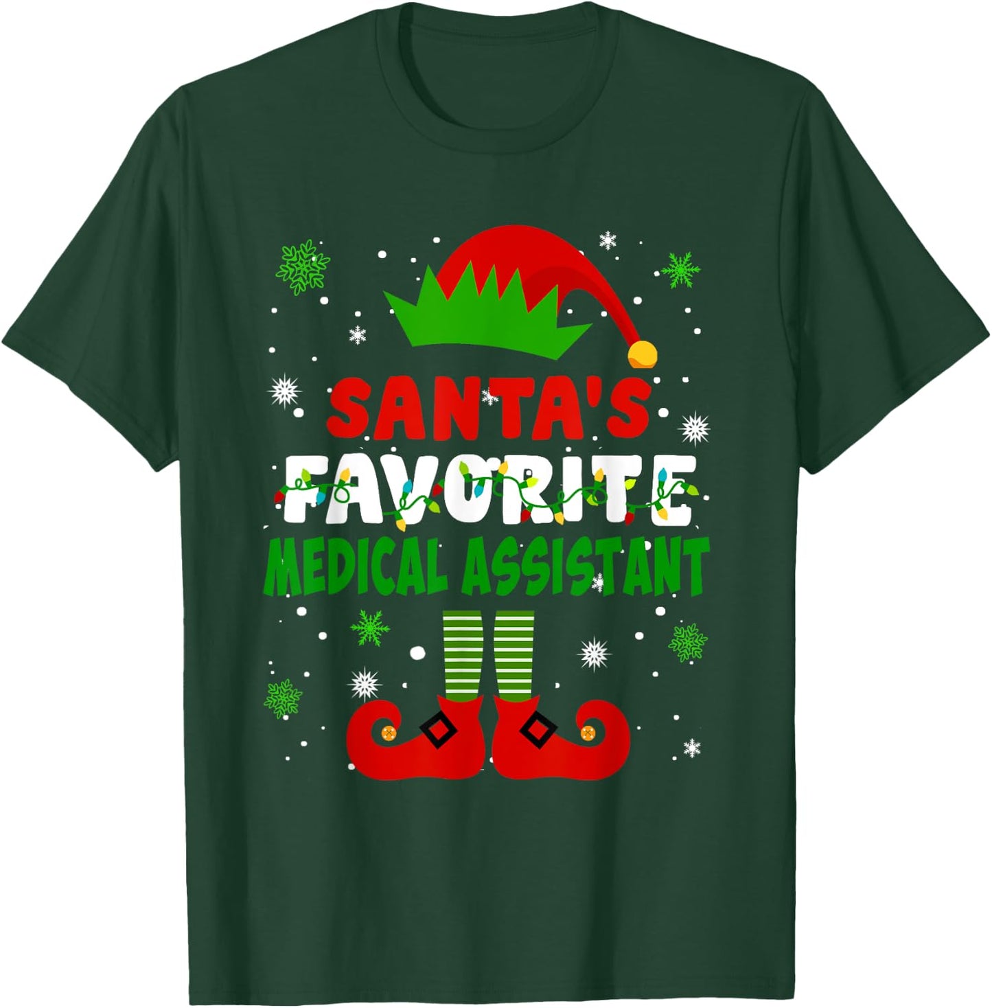 Santa's Favorite Medical Assistant Funny Christmas Gifts T-Shirt - T-Shirt | Forest