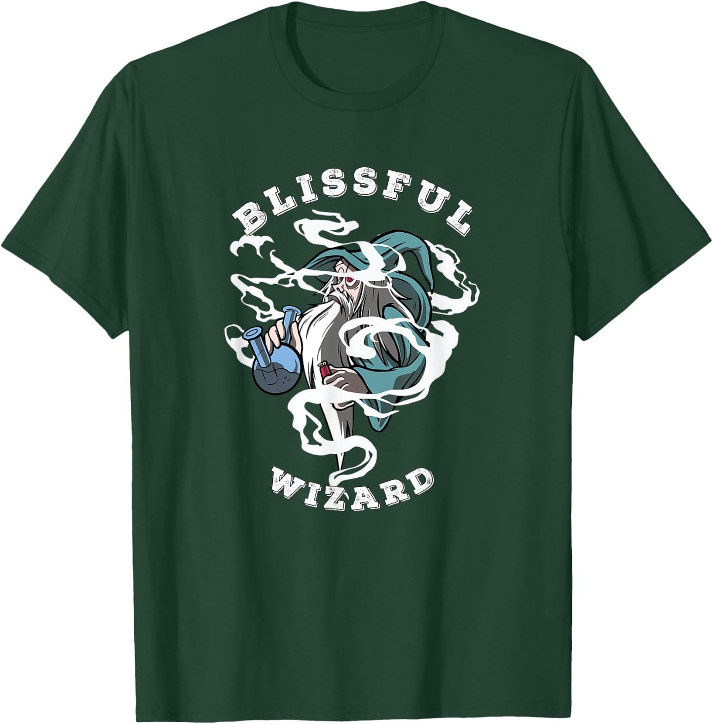 Blissful Wizard Cannabis Weed Marijuana Anime Character T-Shirt - T-Shirt | Forest