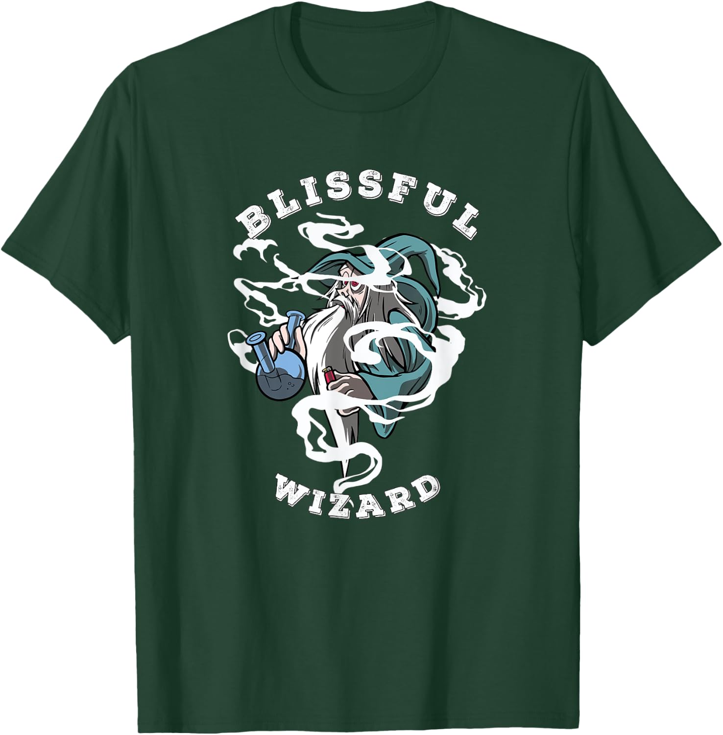 Blissful Wizard Cannabis Weed Marijuana Anime Character T-Shirt - T-Shirt | Forest