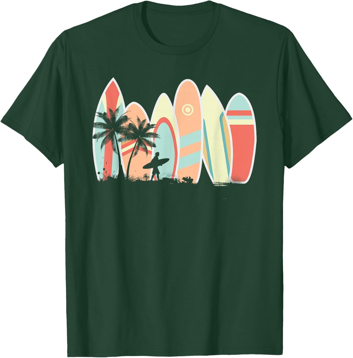 Retro Vintage Surfboard Surfing Surfboarder Wave Surfer T-Shirt - T-Shirt | Forest